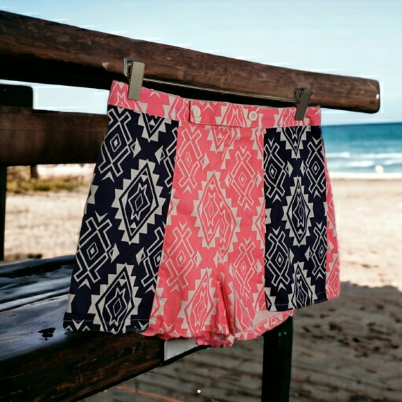Flying Tomato Summer Neon Pink Print Bootie Boho Festival Shorts Beach JR Large - Picture 1 of 13